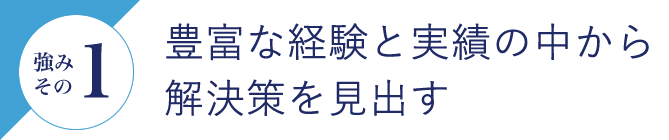 強みその1 豊富な経験と実績の中から解決策を見出す